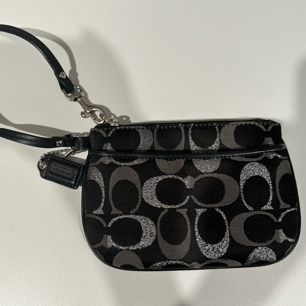Coach Black and Silver Signature Wristlet